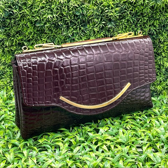 Crocodile Faux Leather Clutch Bag Gold hardware - Picture 2 of 11